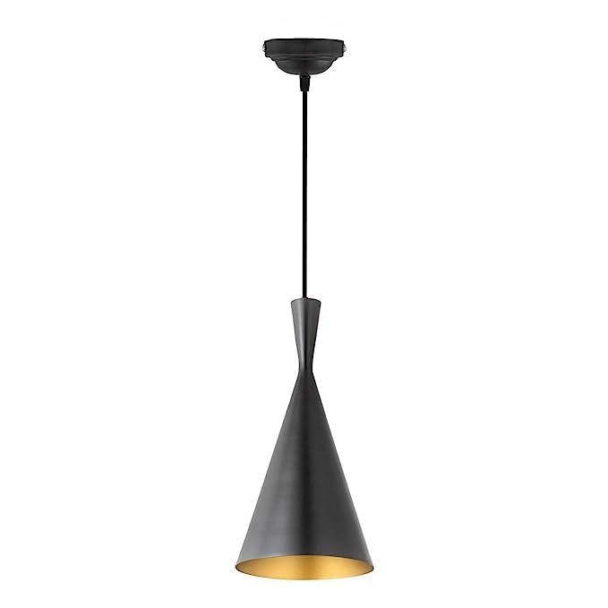 Lexton Antique Black Metal Cone Pendant Light – Bedroom & Kitchen Ceiling Lamp