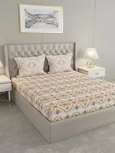 Raymond Home Camphor 144TC Queen Size One Doube Bed Sheet with Two Pillow Cover iCraft by Eagle