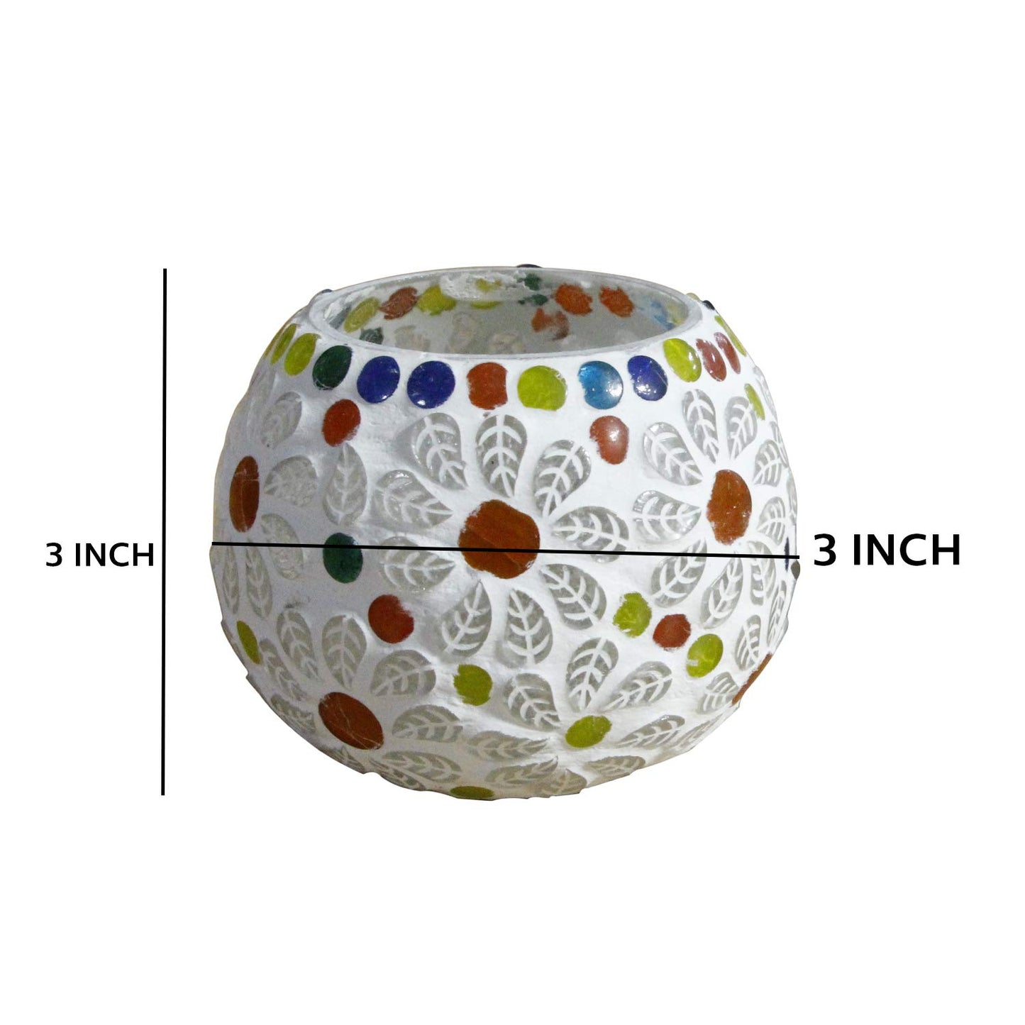 Lexton Glass Mosaic T-Light Candle Holder | Handcrafted Decorative Showpiece