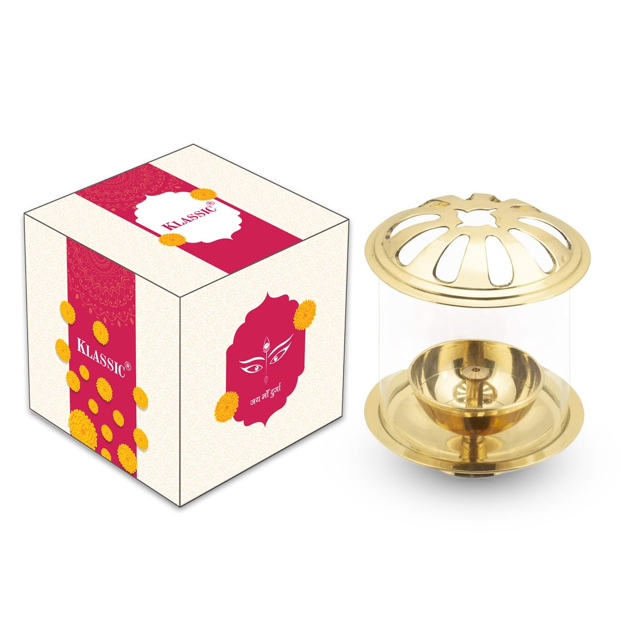 Klassic Swastik Akhand Diya with Borosilicate Glass Shade