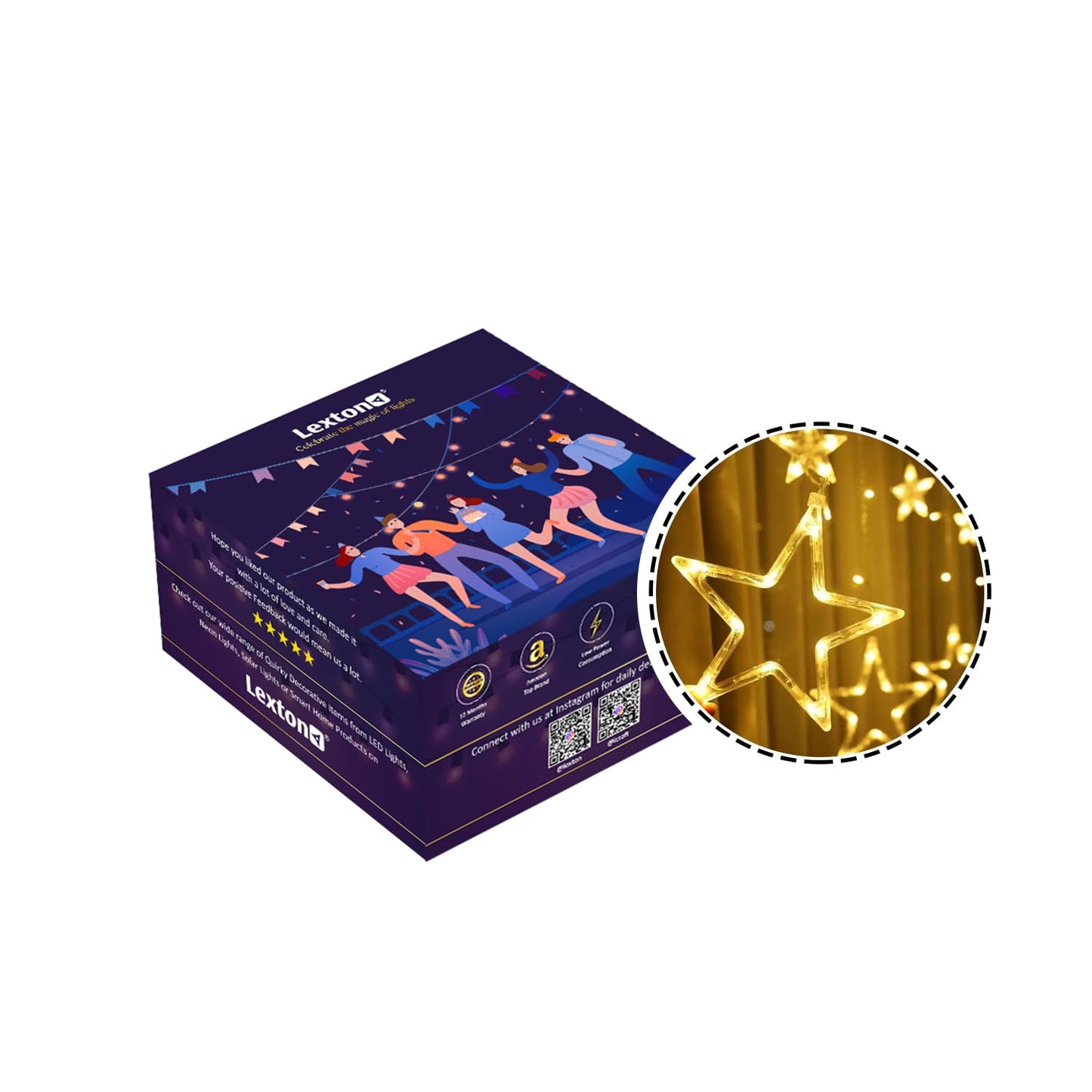 Lexton 12 Star Curtain Star Lights with 8 Modes