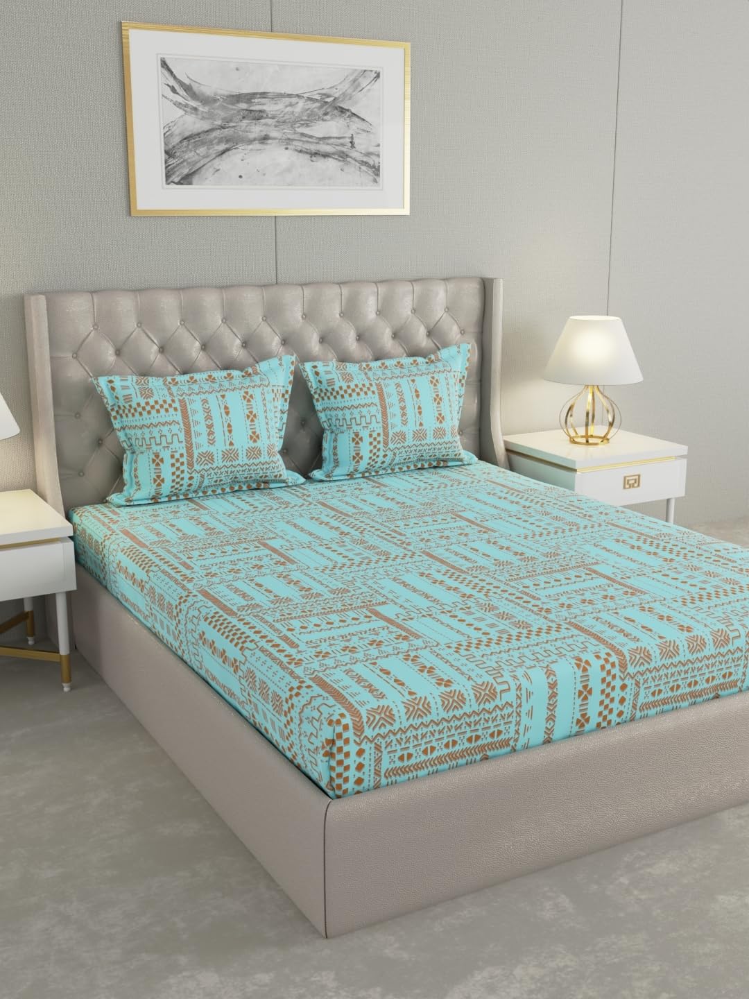 Raymond Home 104 TC Cotton Double Bedsheet with 2 Pillow Covers (012205-BF01)