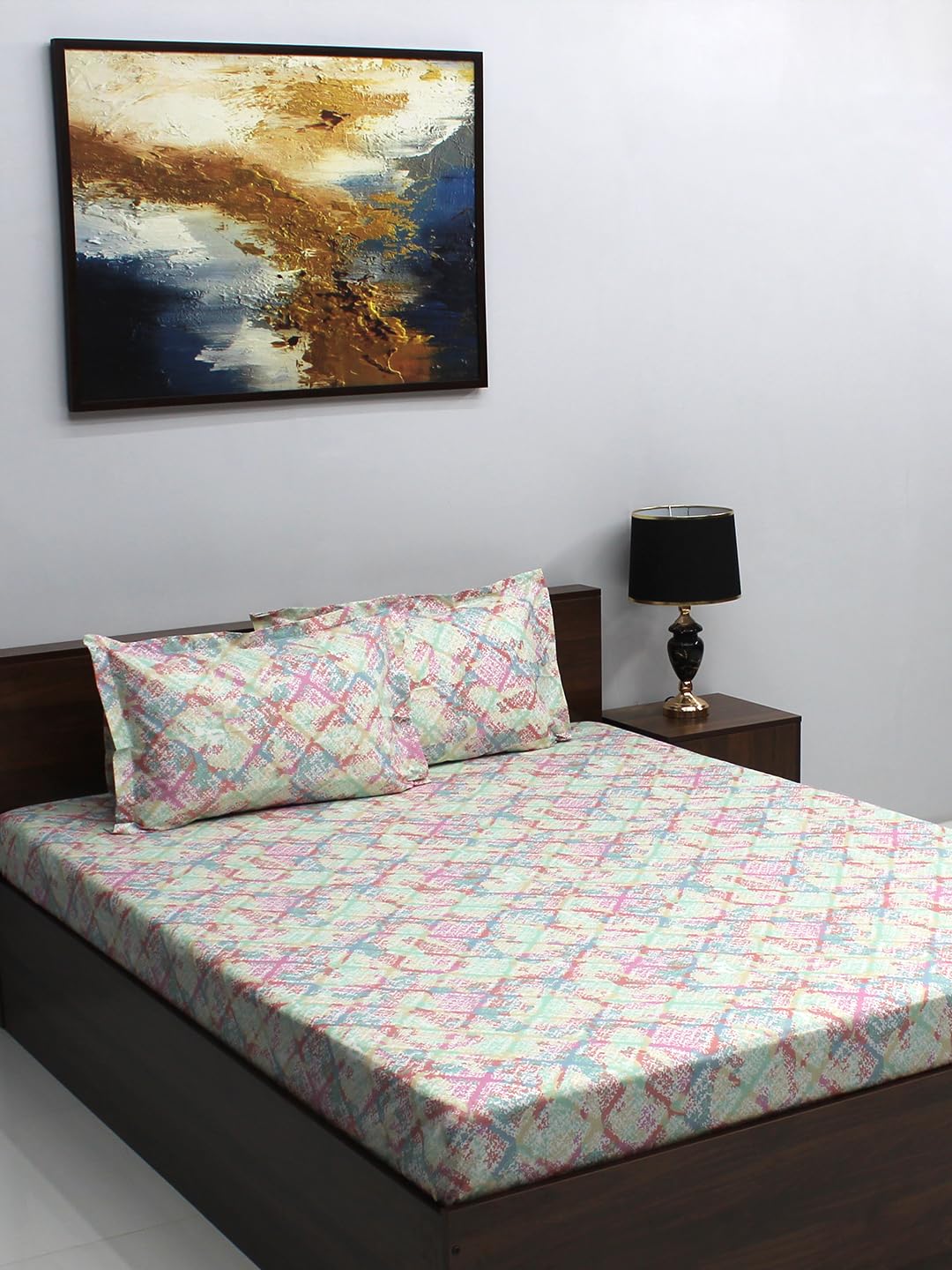 Raymond Home Jazzy Cotton Rich 120 TC Double Bedsheet with 2 Pillow Covers