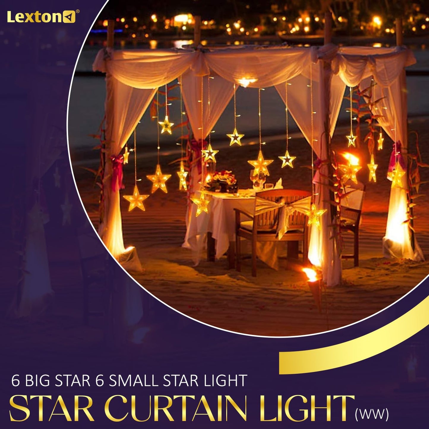 Lexton 12 Star Curtain Star Lights with 8 Modes