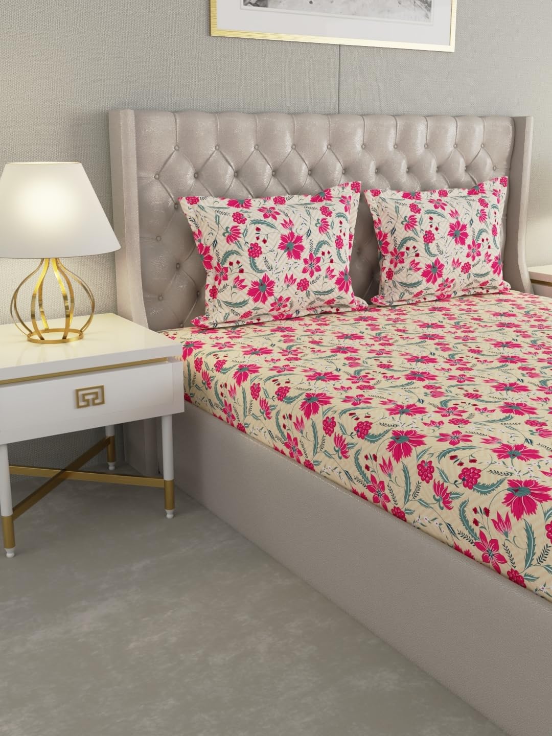 Raymond Home 210 TC Cotton Double Bedsheet with 2 Pillow Covers (012242-BF01)