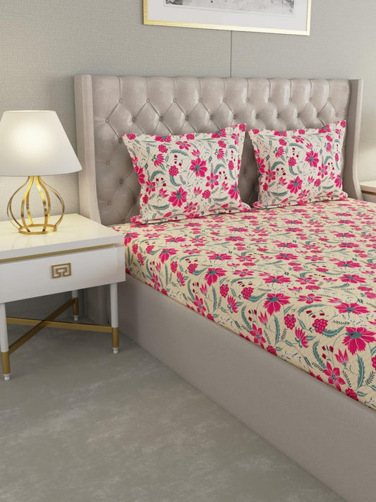 Raymond Home 210 TC Cotton Double Bedsheet with 2 Pillow Covers (012242-BF01) iCraft by Eagle