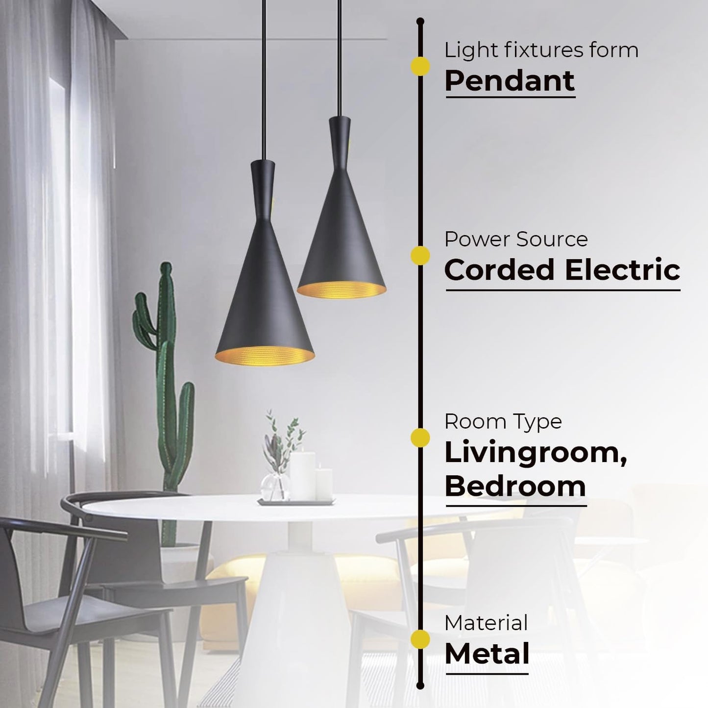 Lexton Antique Black Metal Cone Pendant Light – Bedroom & Kitchen Ceiling Lamp