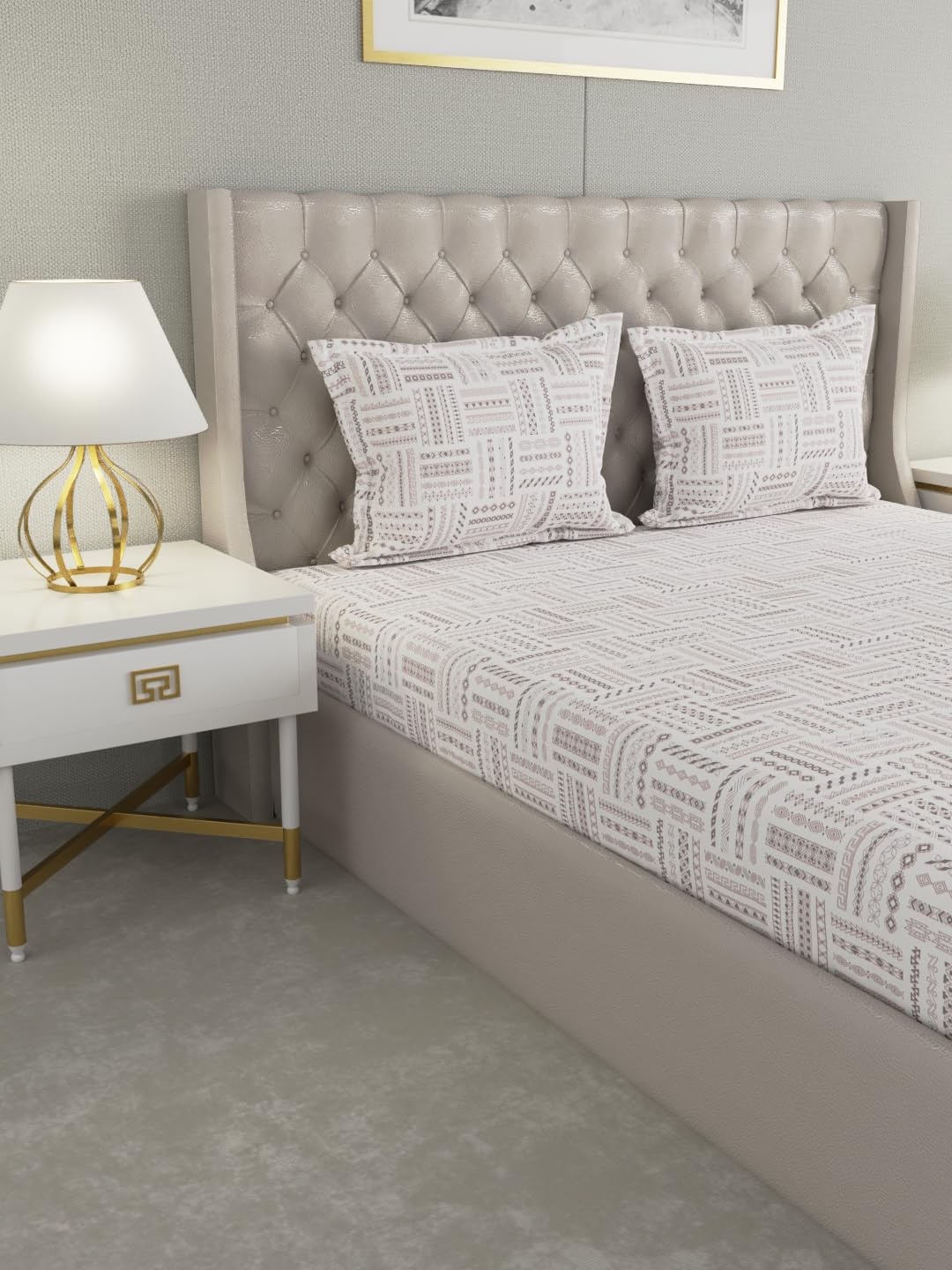 Raymond Home Elegance Cotton Double Bedsheet with Pillow Covers – Brown (010408-BF03)