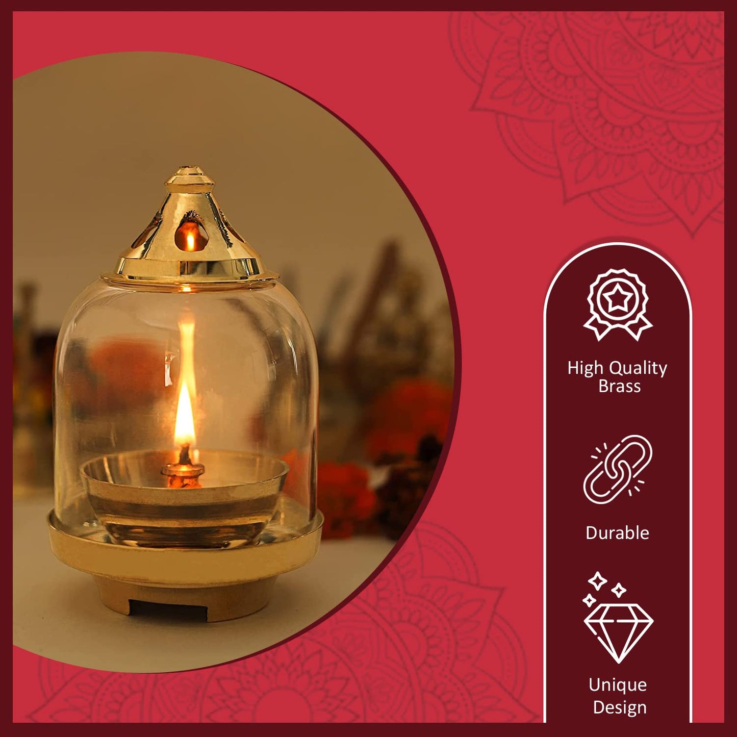Klassic Prabha Akhand Diya with Borosilicate Glass Shade