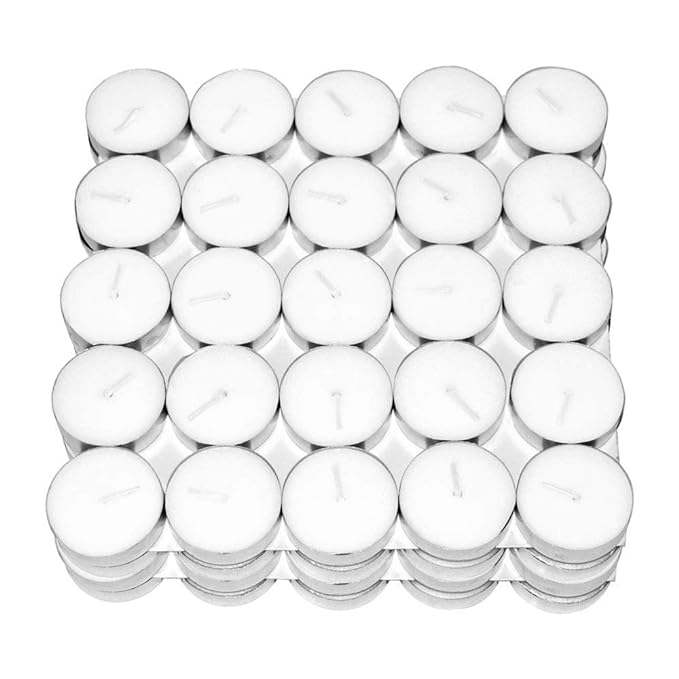 Klassic Wax Tealight Candles with 3 Hours Burning Time, White, (Set of 100), Medium