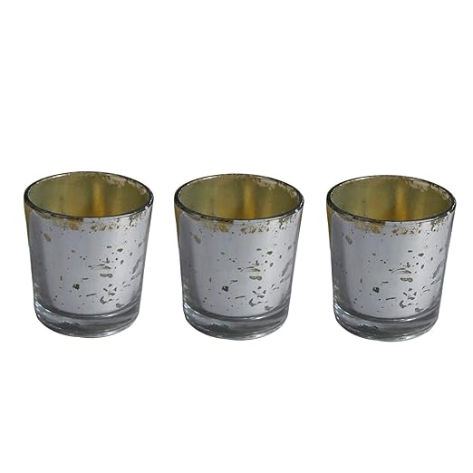 iCraft Handcrafted Silver T-Light Candle Holders – Set of 3