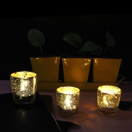 Kinora Handcrafted Silver T-Light Candle Holders – Set of 3