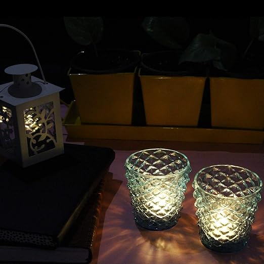 iCraft Handcrafted Diamond Emboss T-Light Candle Holders – Set of 2