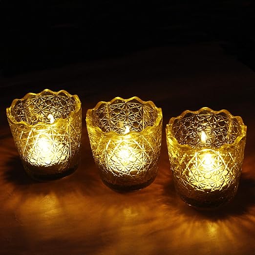 iCraft Handcrafted Wavy T-Light Candle Holders – Set of 3