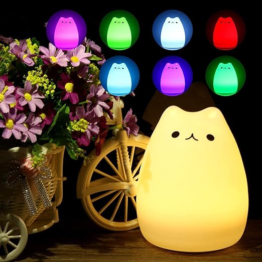 Lexton Silicone Kitty Night Lamp – USB Rechargeable, 7 Colors