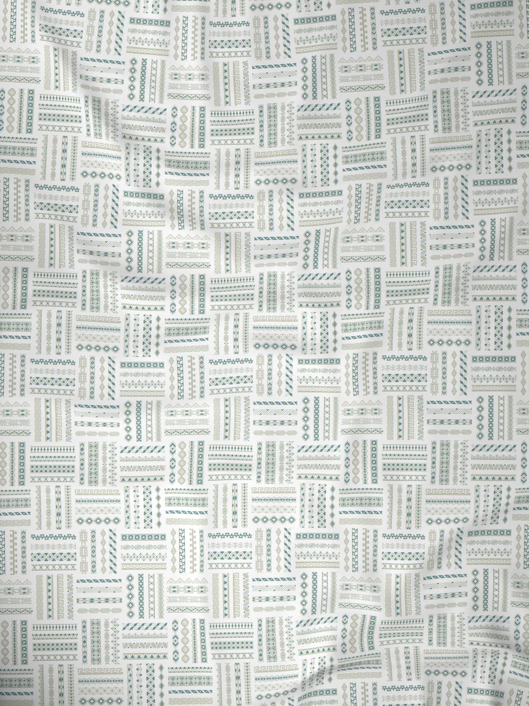 Raymond Home Elegance Double Bedsheet with 2 Pillow Covers | Geometric Patten 100% Cotton, King Sized, 300 TC, Cotton Rich (2.74 m X 2.74 m, 010408-BF01, Turquoise)