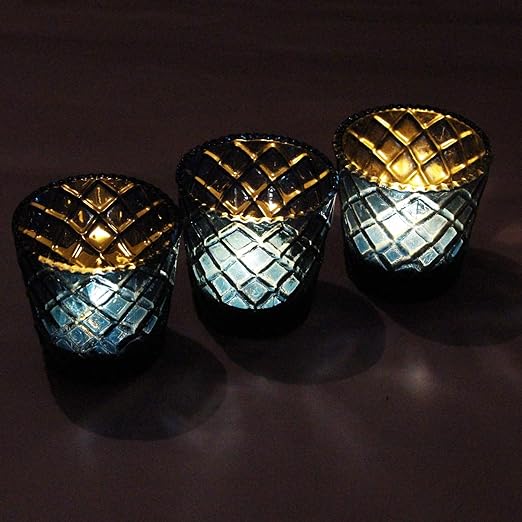 Kinora Decorative Handcrafted Criss Cross Design Fancy T-Light Holders /Candle Holder for Living Room Table Home Decor Indoor Outdoor Decorations (Set of 3)