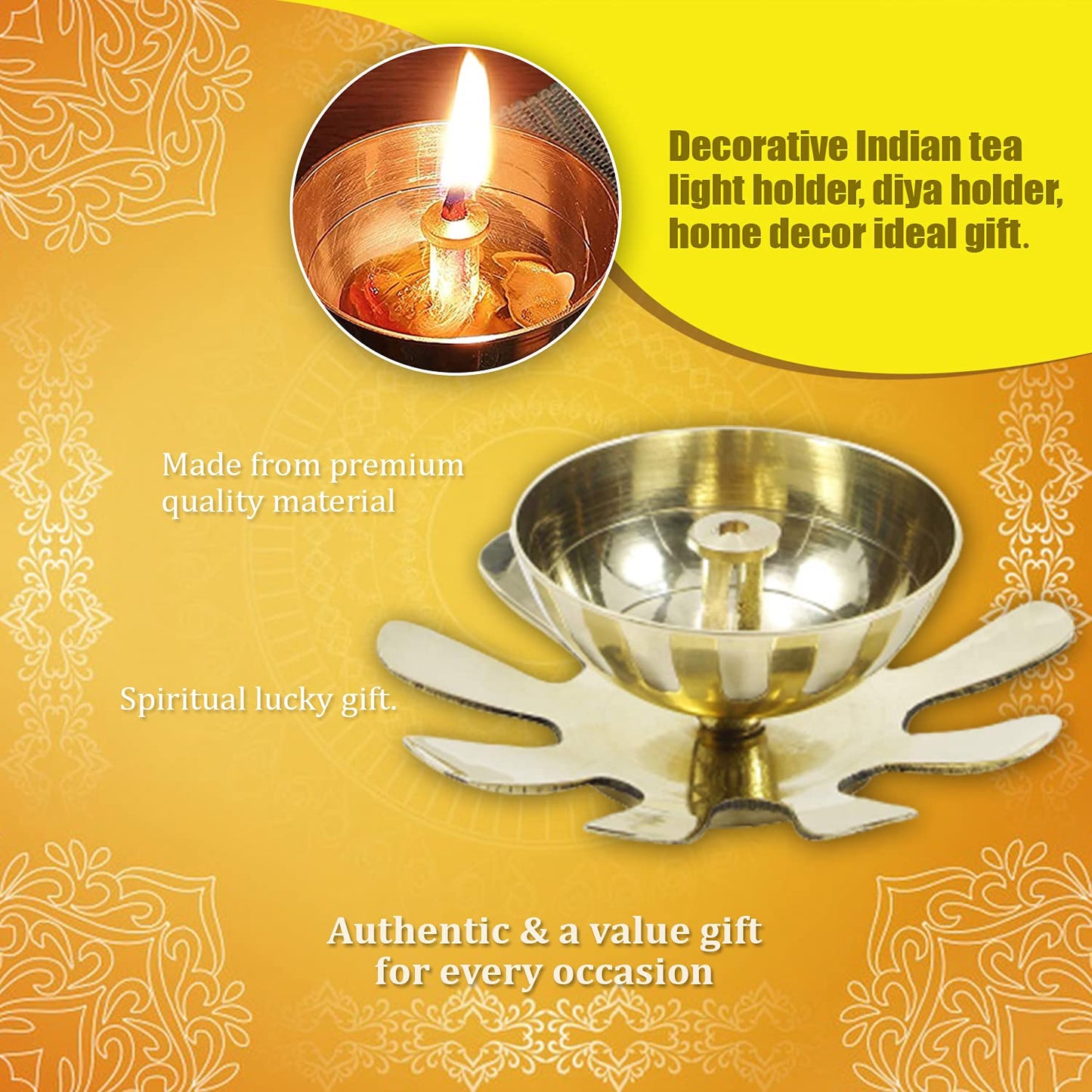 Klassic Lotus Petal Akhand Diya – Medium, Golden