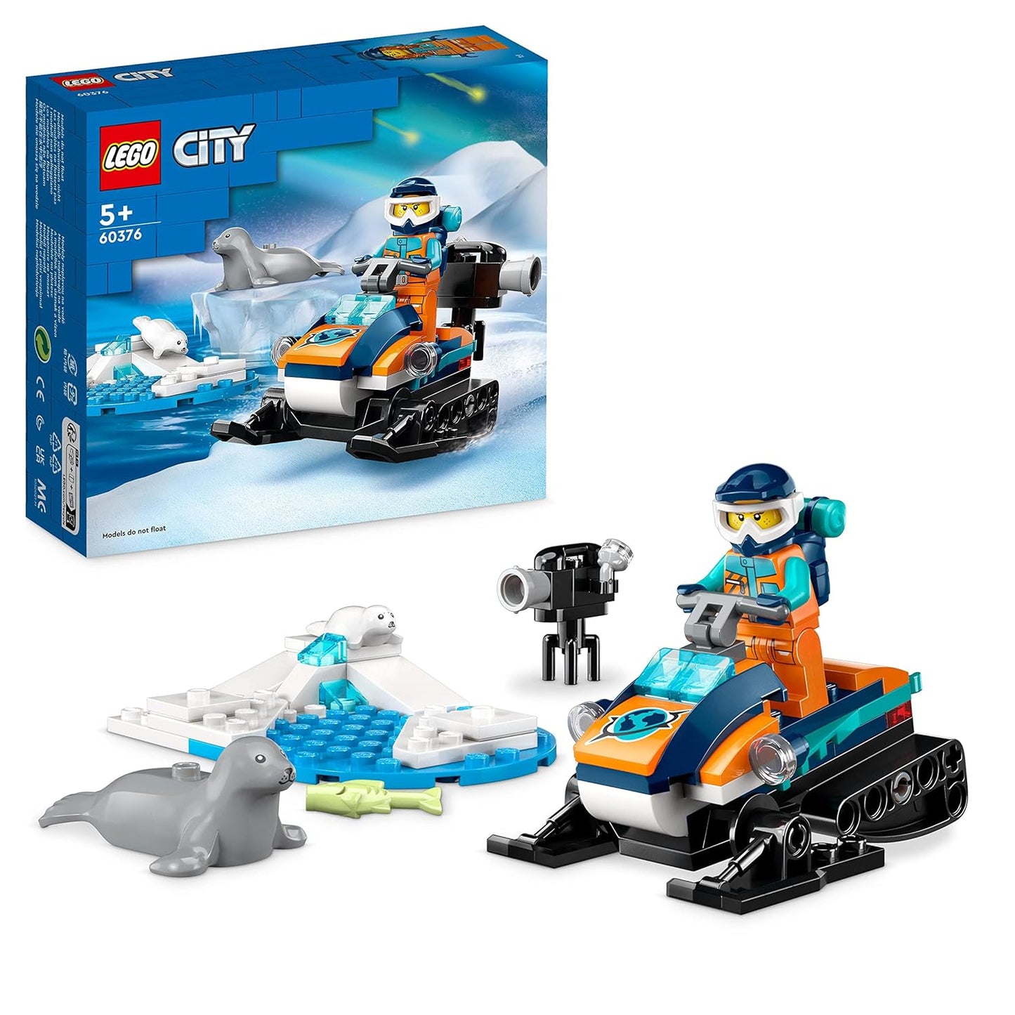 LEGO City Arctic Explorer Snowmobile Toy Set 60376 for Kids | 70 Pieces (Box Condition Damaged, Product Fine)