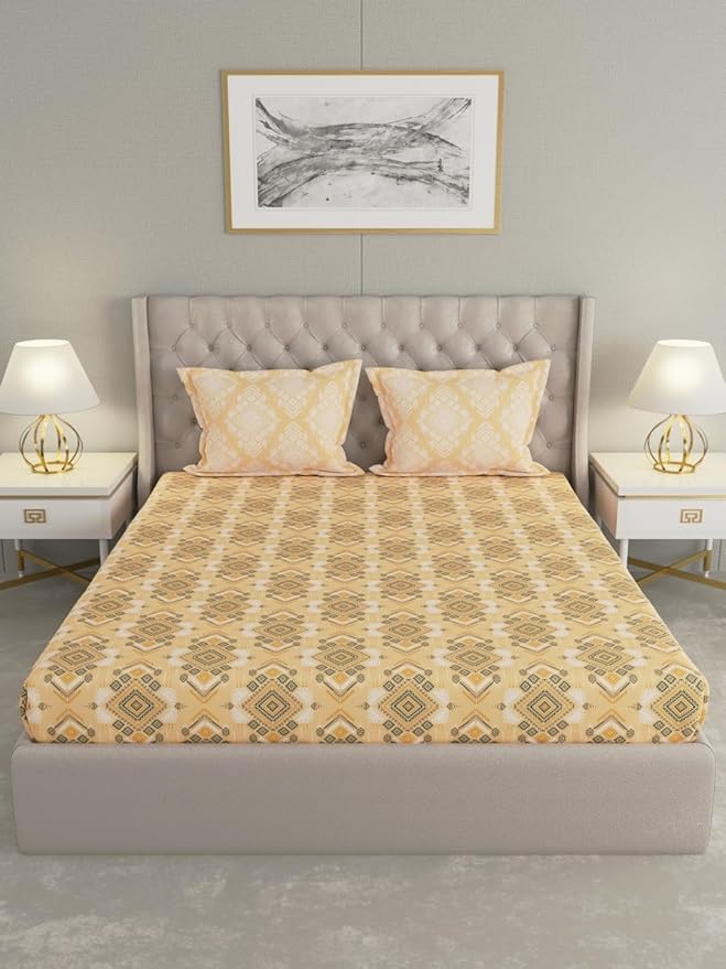 Raymond Home 210 TC Cotton Double Bedsheet with 2 Pillow Covers (012243-BF01)