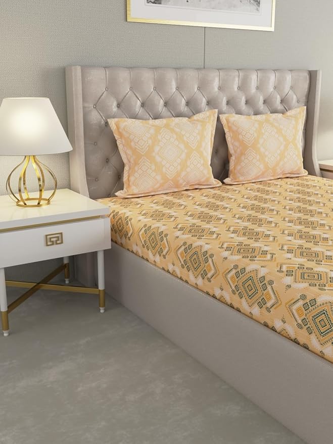 Raymond Home 210 TC Cotton Double Bedsheet with 2 Pillow Covers (012243-BF01) iCraft by Eagle