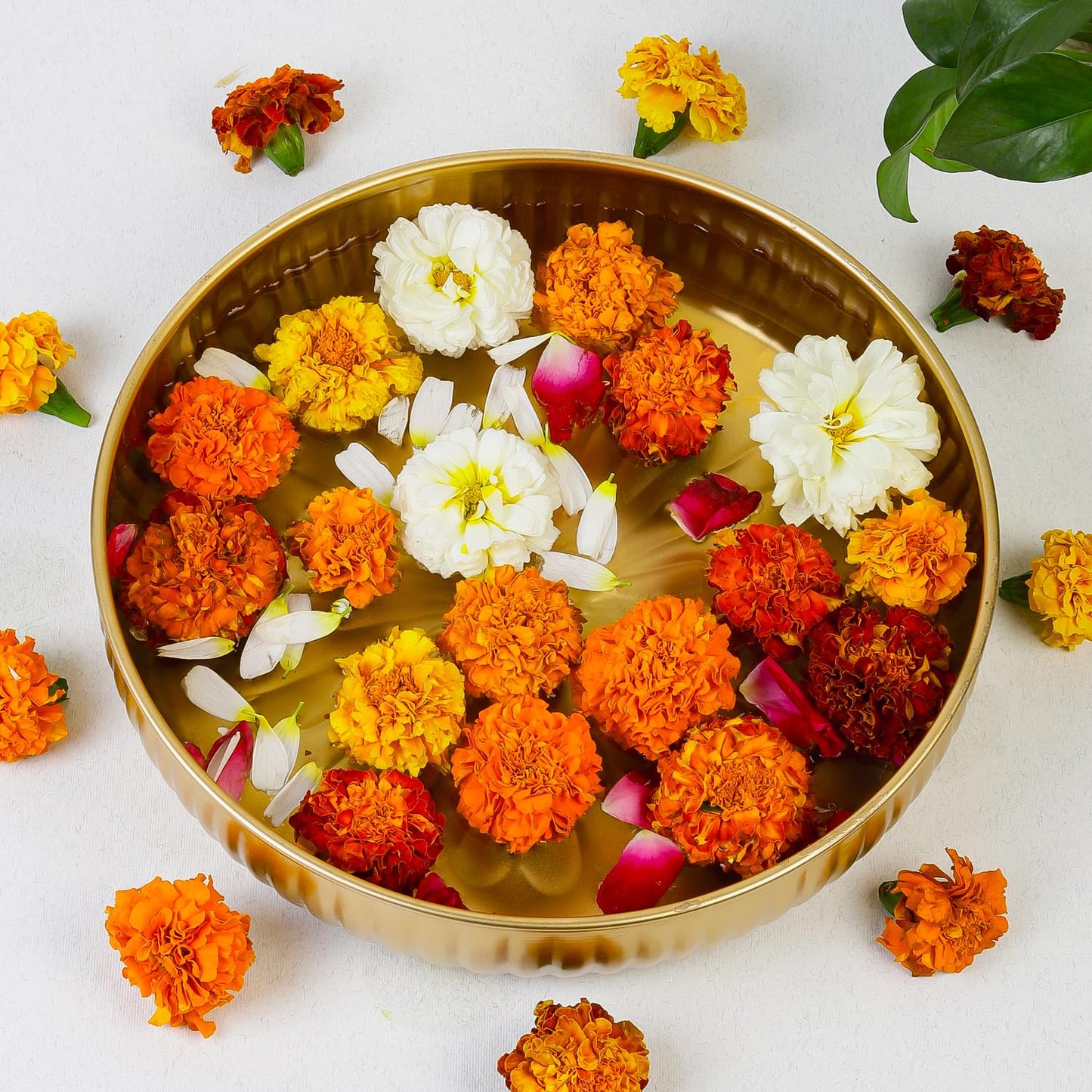 Decorative Flower Urli Bowl | Handcrafted with Metal Finish | for Home Decor Floating Flowers, Diwali Decorations and Gifting