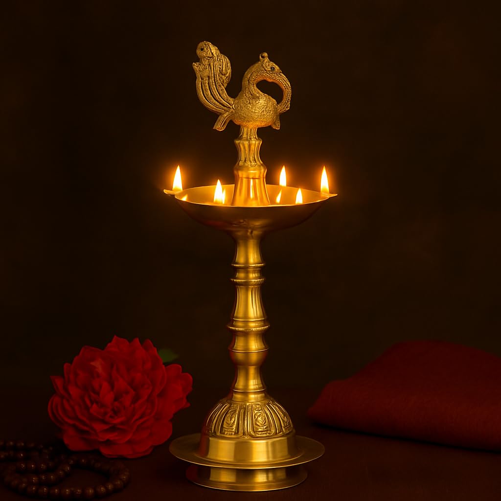 Klassic Brass Kerala Peacock Diya 11 Inch