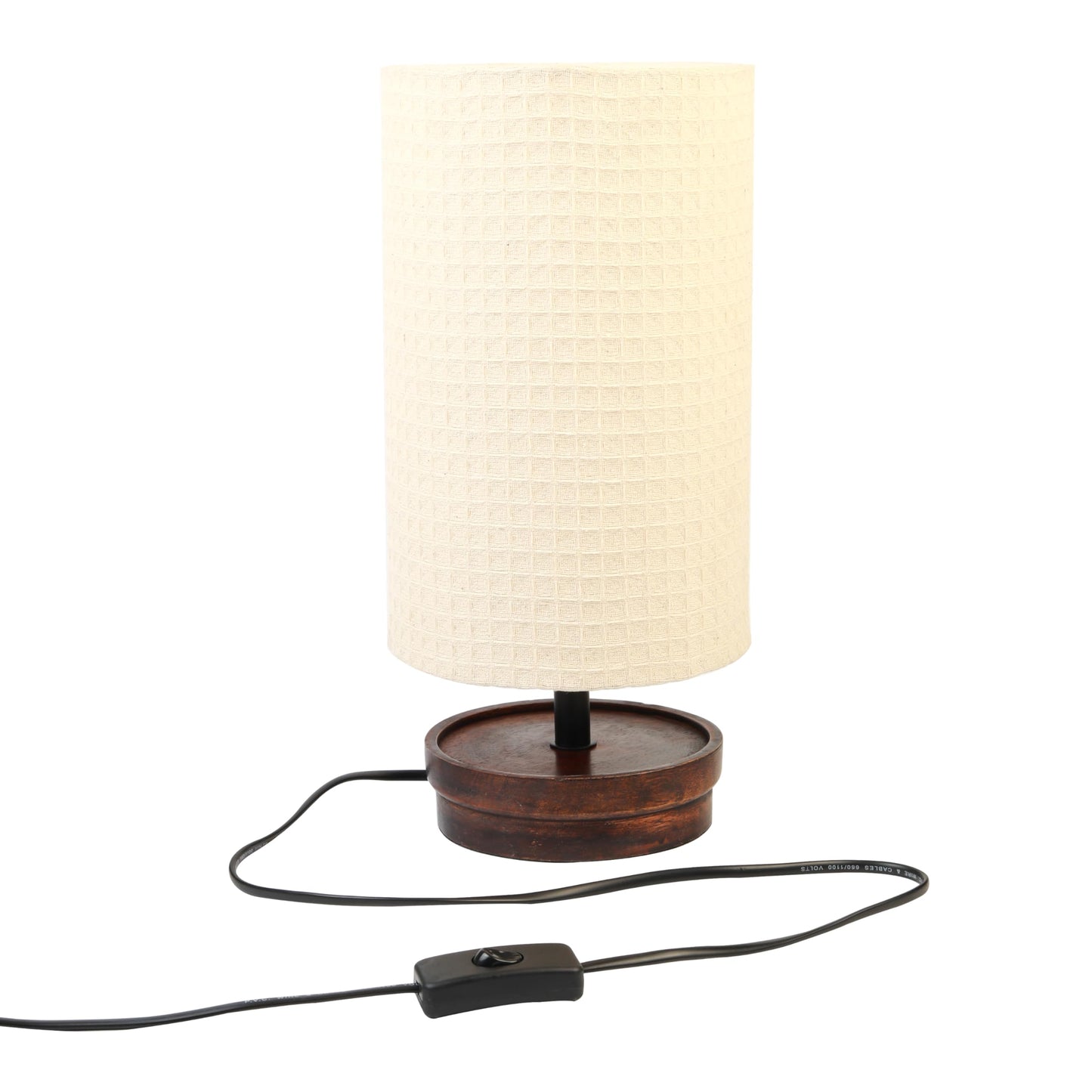 Lexton Fabric Shade Bedside Lamp | Wooden Base | Modern Table Light | Without Bulb iCraft by Eagle