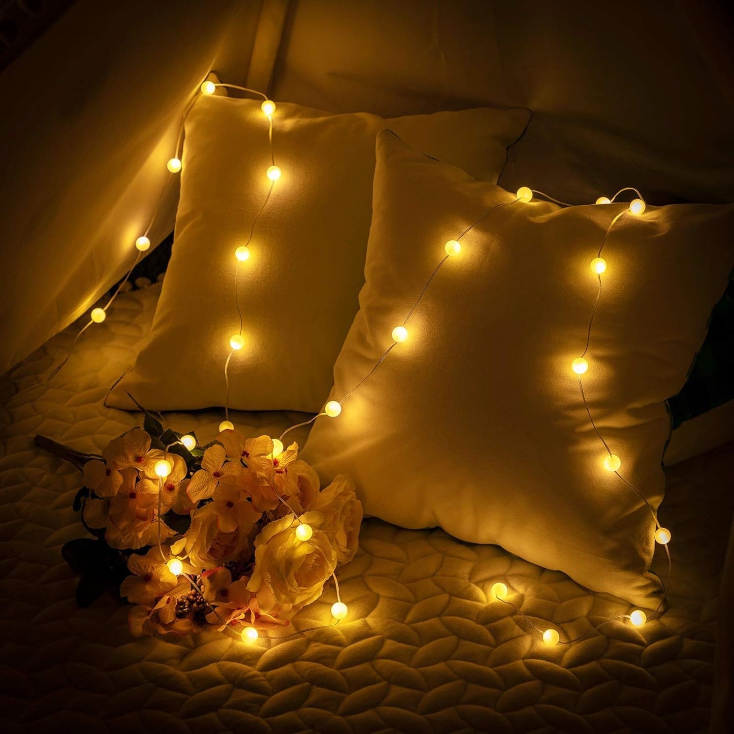 Lexton Milky Ball LED String Lights – 16 Bulbs, Warm White