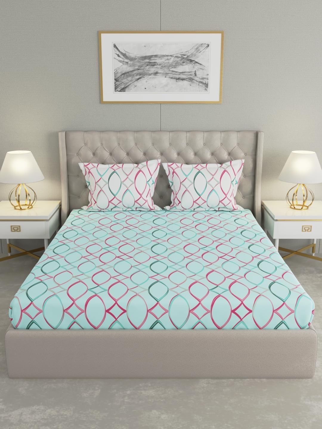Raymond Home 210 TC Cotton Double Bedsheet with 2 Pillow Covers (012241-BF02)