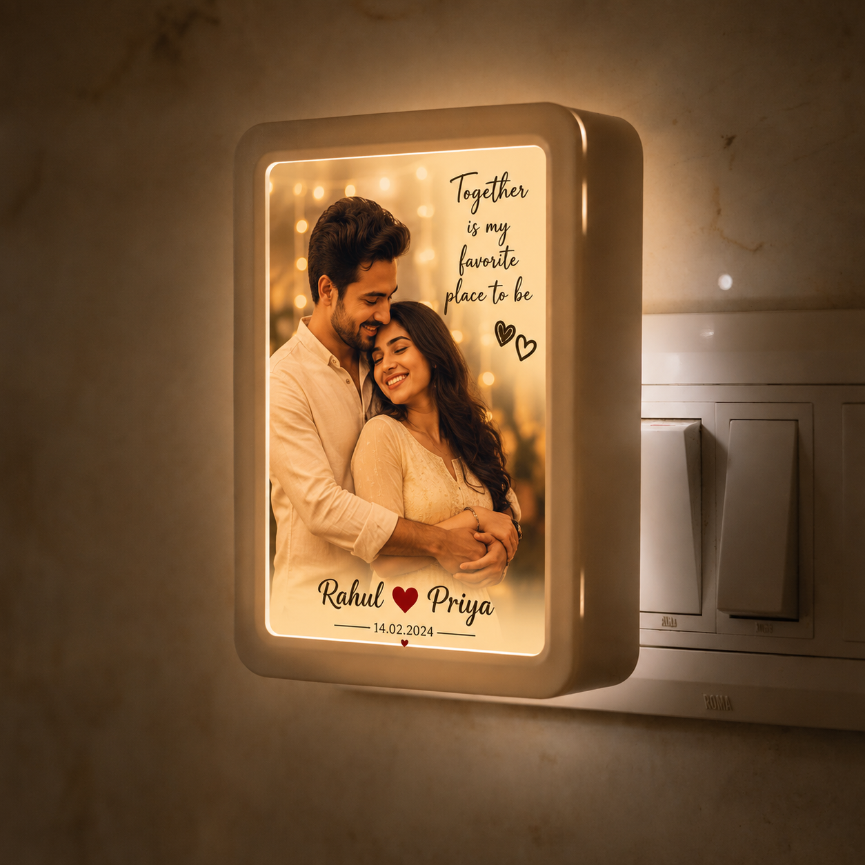 Lexton 5 Inch Custom Photo LED Night Lamp Warm White