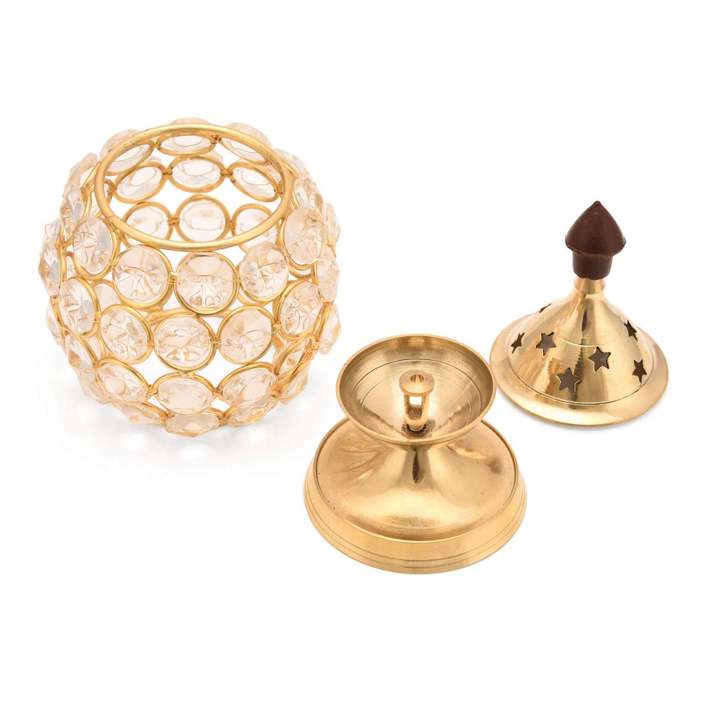 Klassic Brass Crystal Matki Diya – Medium, Golden