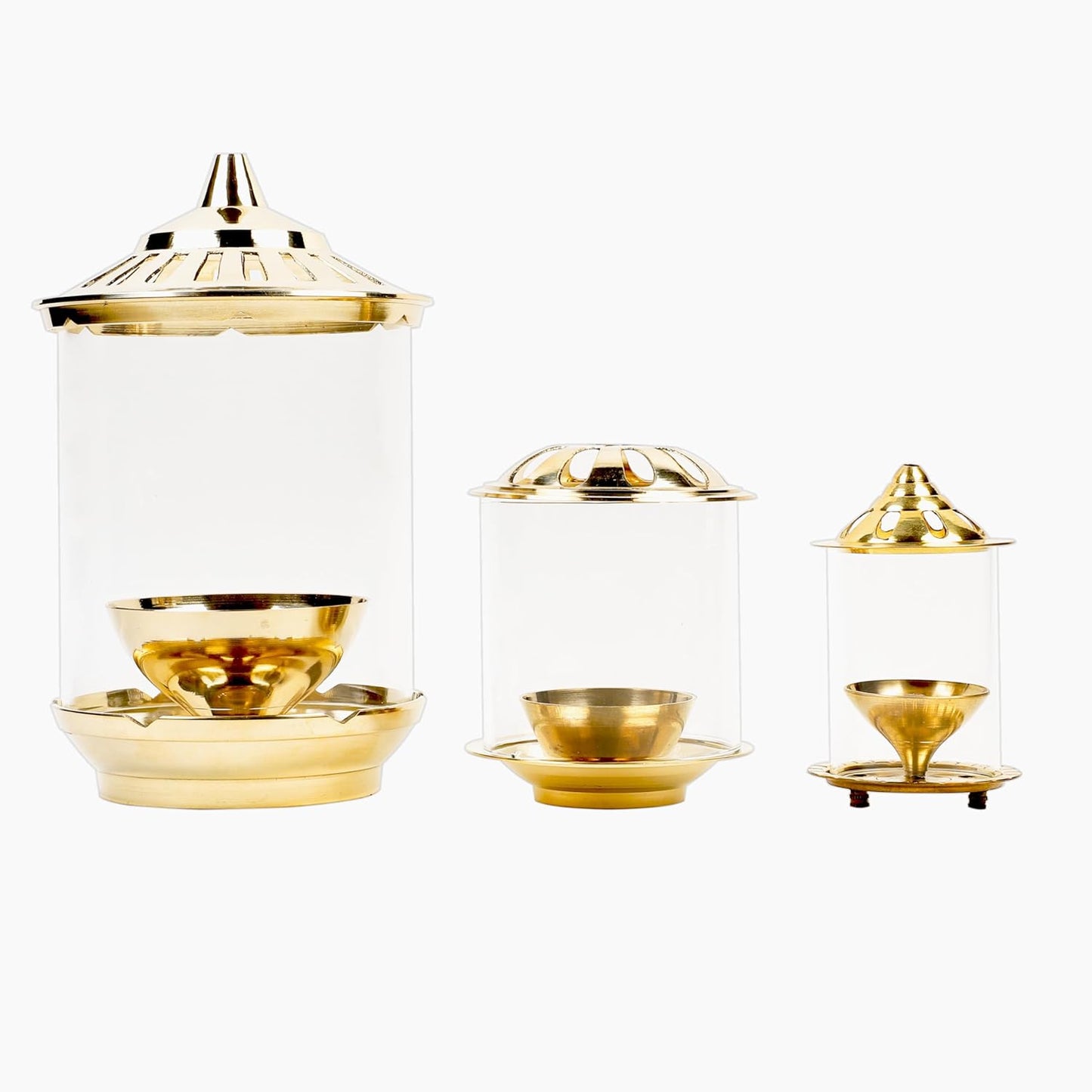 Klassic Brass Vachi Diya with Borosilicate Glass Shade – 5 Inch
