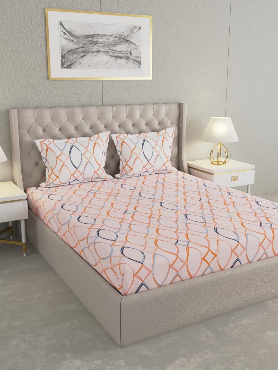 Raymond Home Shubham Double Bedsheet with 2 Pillow Covers | 100% Cotton, King Sized, 210 TC | 2.74 m X 2.74 m (Pink, 012241-BF03)