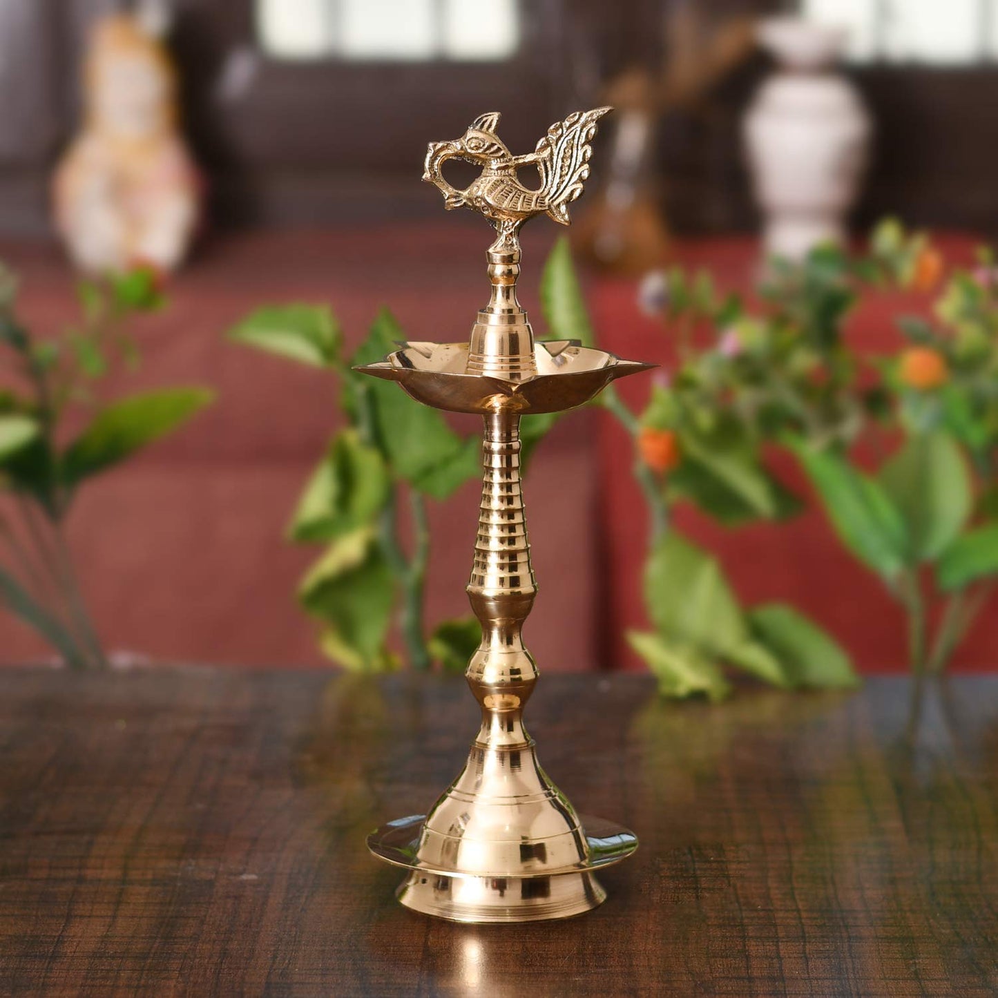 Klassic Brass Kerala Peacock Diya 11 Inch iCraft by Eagle