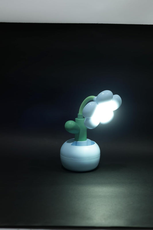 Lexton 9-Inch Flower LED Table Lamp with Pen Holder | Rechargeable Kids Study Light