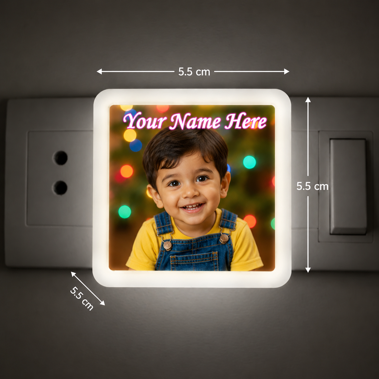 Lexton Custom Photo LED Night Lamp, 0.5W Warm White 2 Pin Plug-in Light