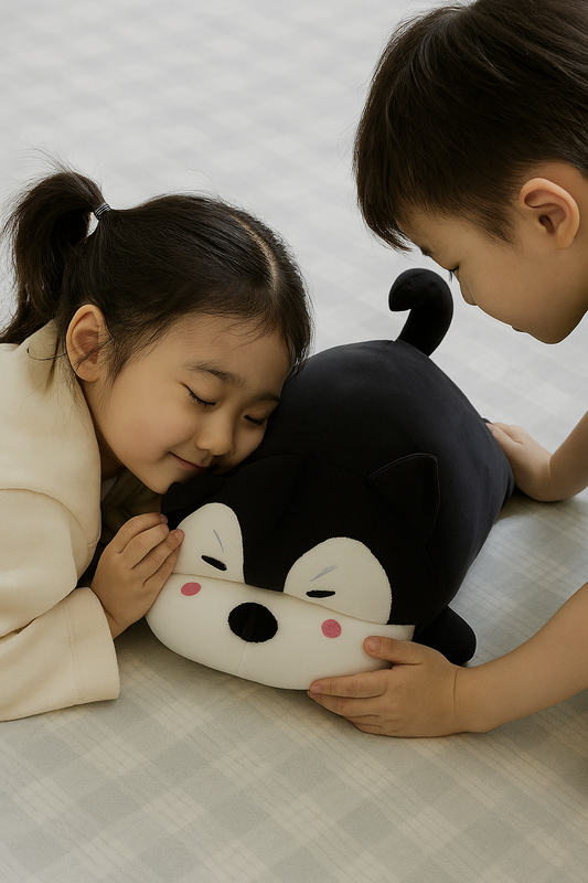 HANKLEY Huggable Puppy Plush Soft Toy (Black & White) iCraft by Eagle