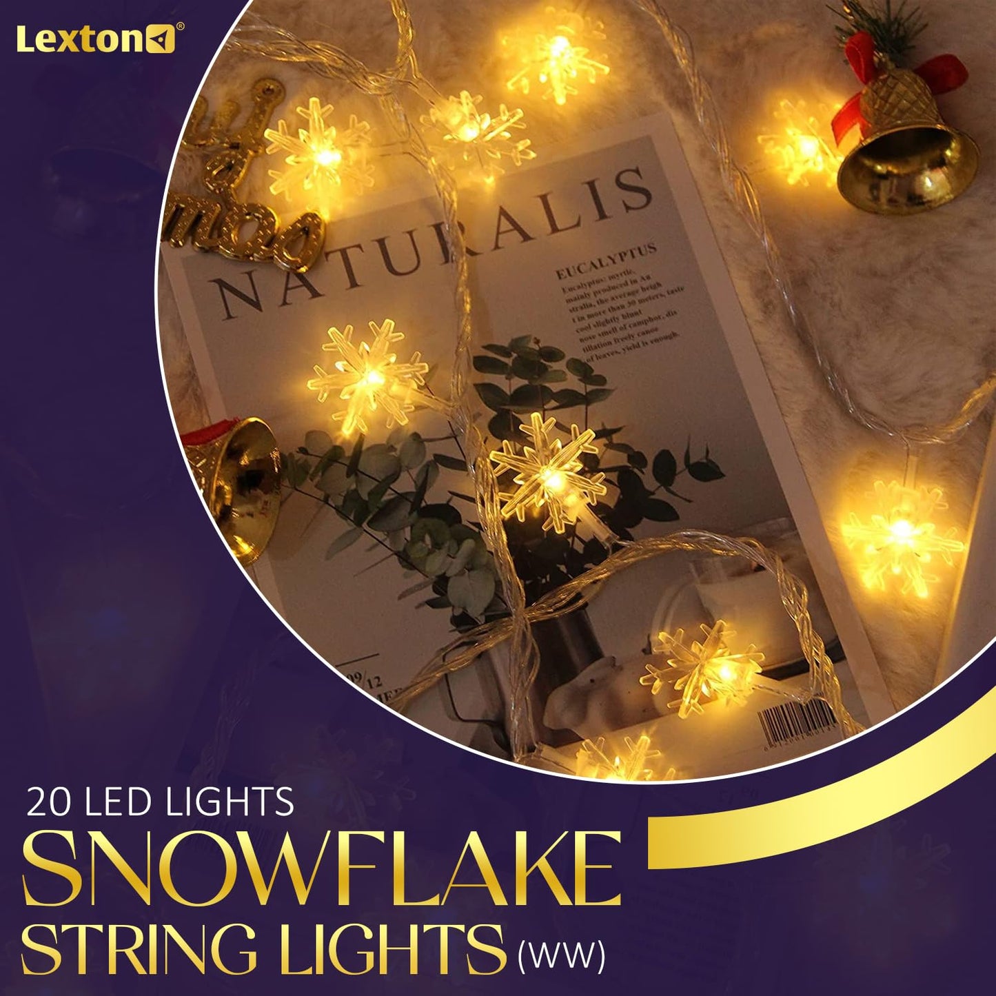 Lexton Snowflake LED String Lights – 14 Warm White iCraft by Eagle