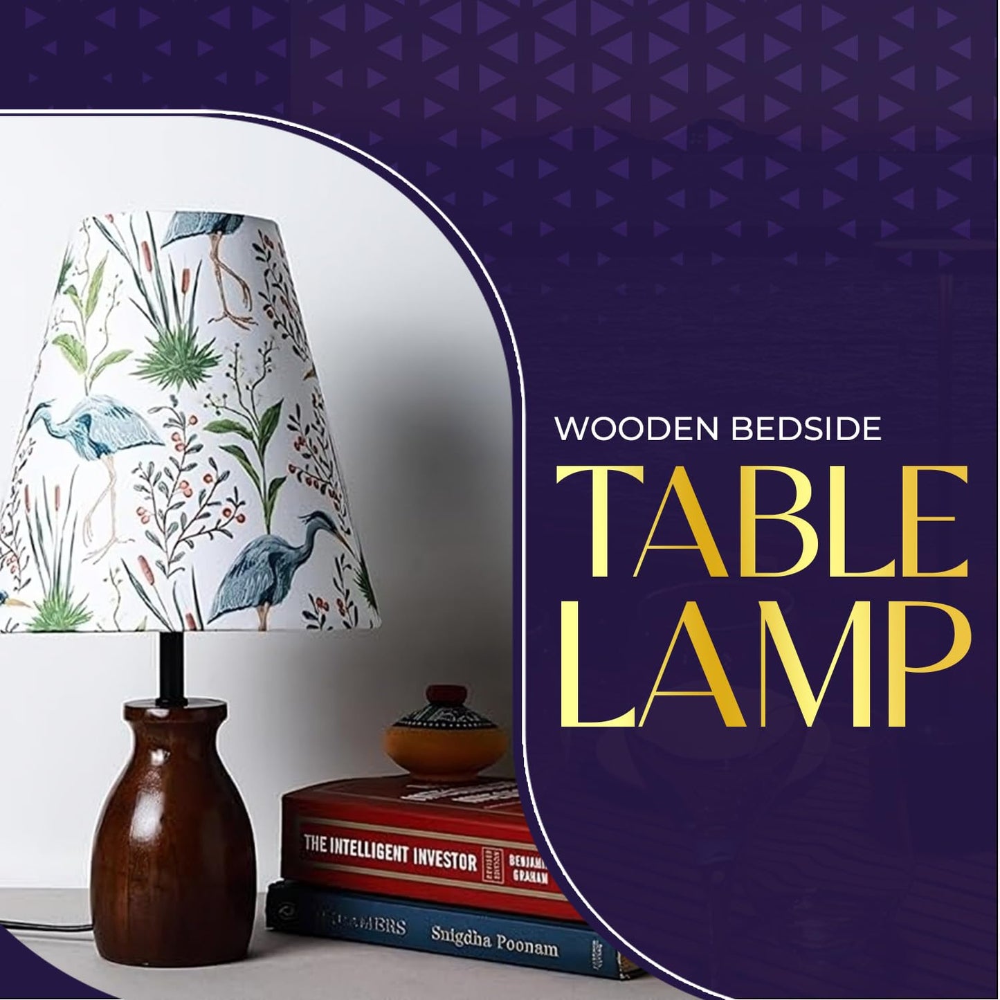 Lexton Wooden Bedside Table Lamp – 15 Inch Home & Office Decor