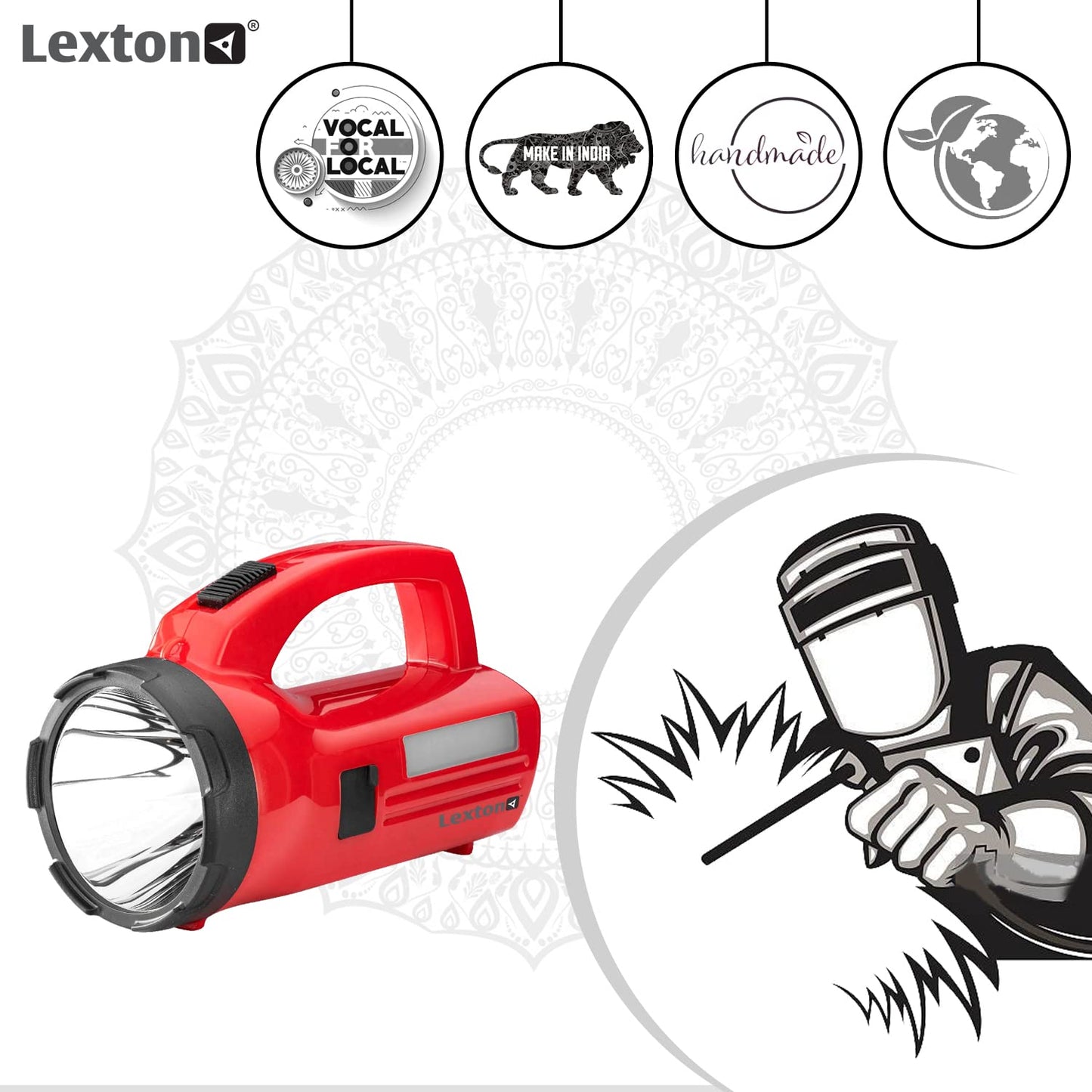 Lexton Tigor 5W Torch 3000mAh, USB Rechargeable, Long Beam, Red, Kit iCraft by Eagle