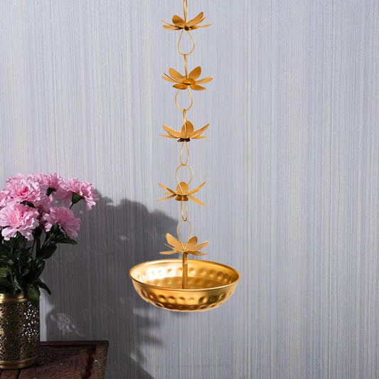 Klassic Golden Flower Hanging Metal Urli Bowl iCraft by Eagle