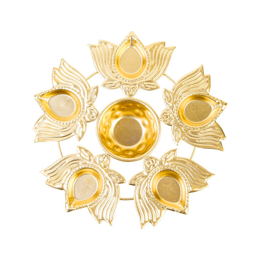 Klassic 5 Lotus Diya Shape Urli Bowl Gold iCraft by Eagle