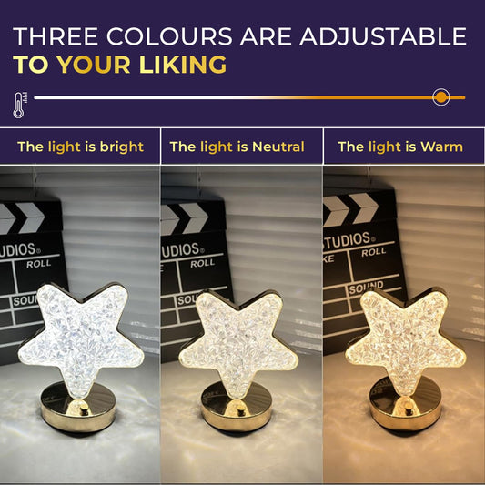 Lexton Star-Shaped LED Nightstand Lamp | Rechargeable, Dimmable, Touch Control