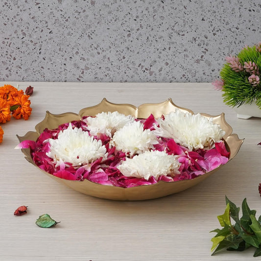 Klassic 12" Floral Urli Bowl – Floating Flowers & Tea Lights, Golden iCraft by Eagle