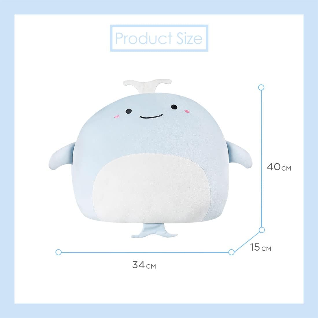 HANKLEY Whale Plush Pillow is a soft, cuddly, and huggable stuffed toy
