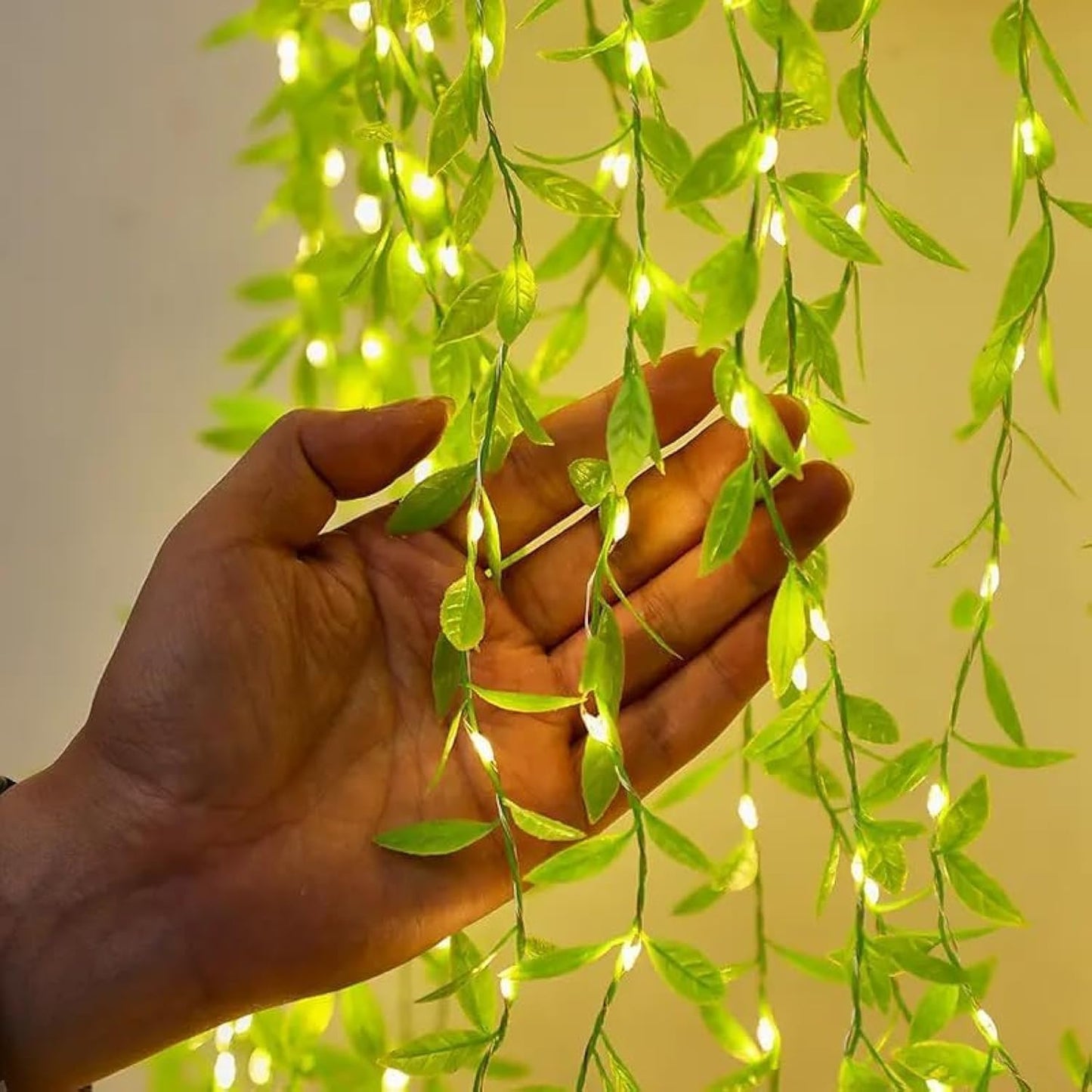 Lexton LED Leaf Curtain String Lights, 10x3 Ft, 180 LEDs, Warm White Glow
