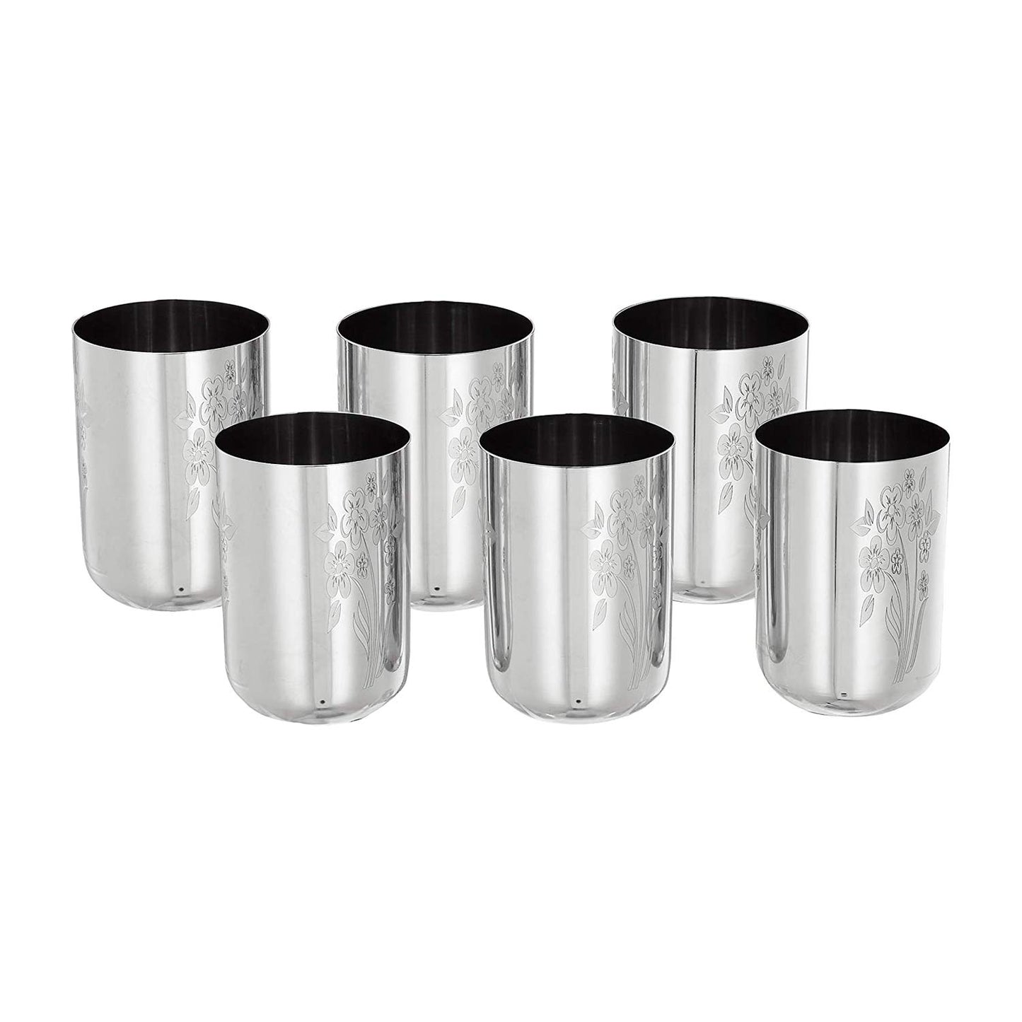 Sorabh RGL Premium Stainless Steel Royal Glass – 7 cm, Laser Design, Set of 6