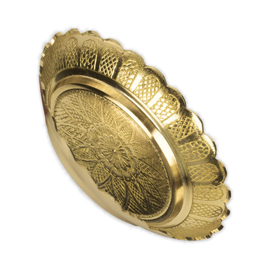 Klassic Small Brass Puja Thali 6.5 Inch Gold iCraft by Eagle