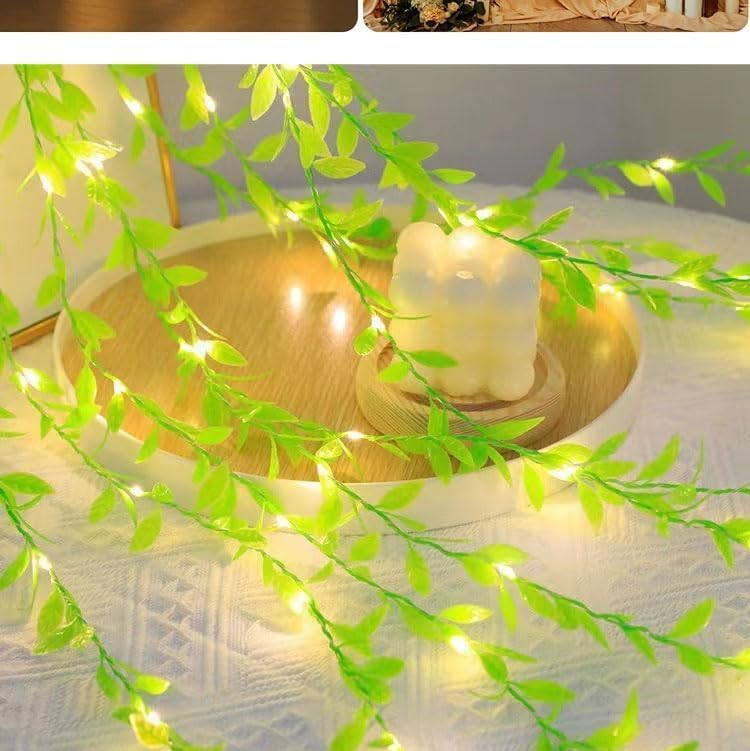 Lexton LED Leaf Curtain String Lights, 10x3 Ft, 180 LEDs, Warm White Glow